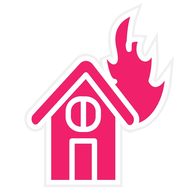 Diseño vectorial Estilo del icono de la casa en llamas