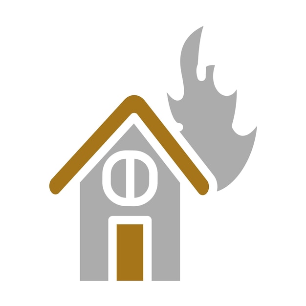 Diseño vectorial Estilo del icono de la casa en llamas