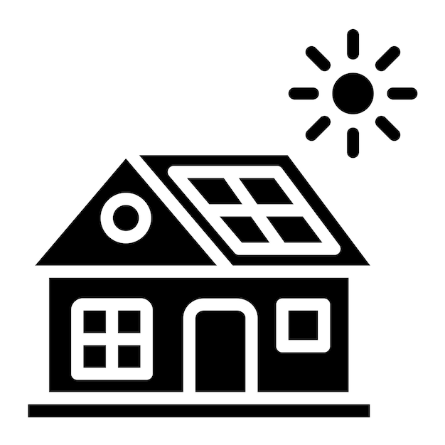 Diseño vectorial Estilo del icono de la casa solar
