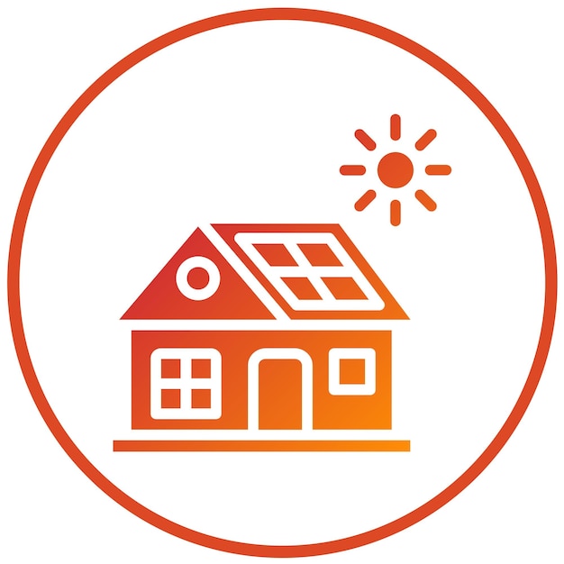 Diseño vectorial Estilo del icono de la casa solar