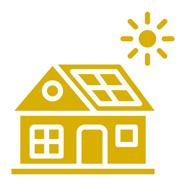 Diseño vectorial Estilo del icono de la casa solar
