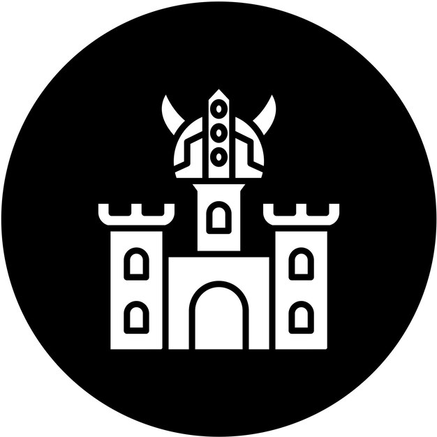 Diseño vectorial estilo icono del castillo vikingo