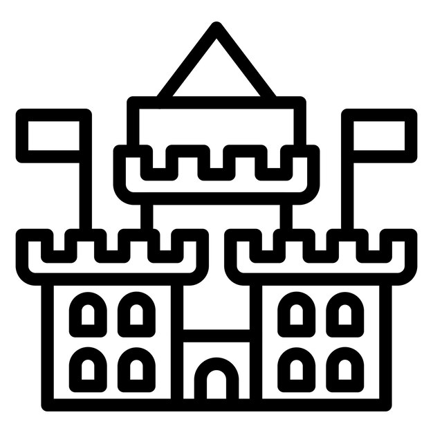 Diseño vectorial del estilo del icono del castillo