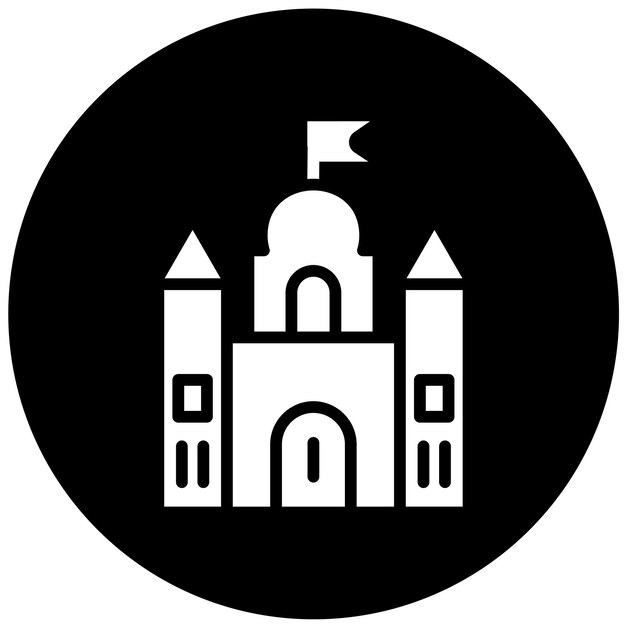 Diseño vectorial del estilo del icono del castillo