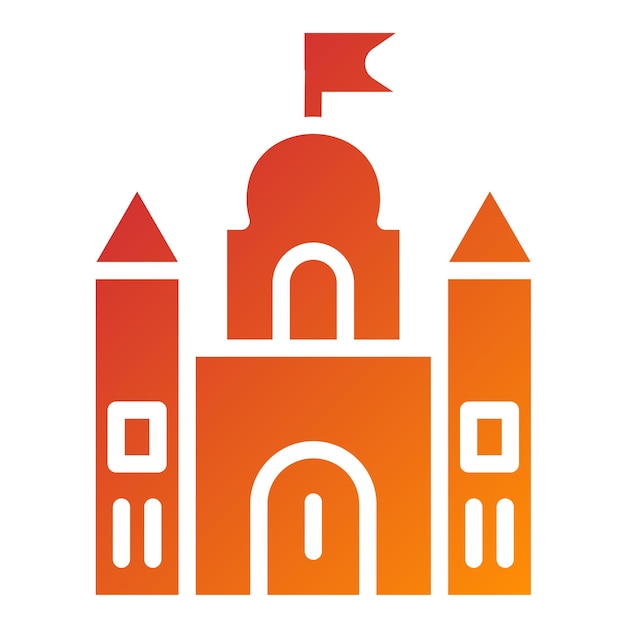 Diseño vectorial del estilo del icono del castillo