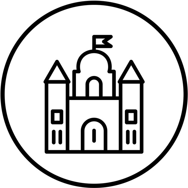 Diseño vectorial del estilo del icono del castillo