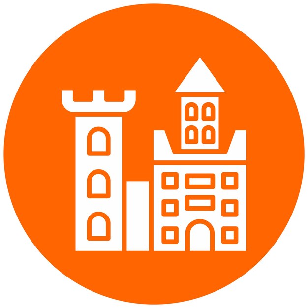 Diseño vectorial del estilo del icono del castillo