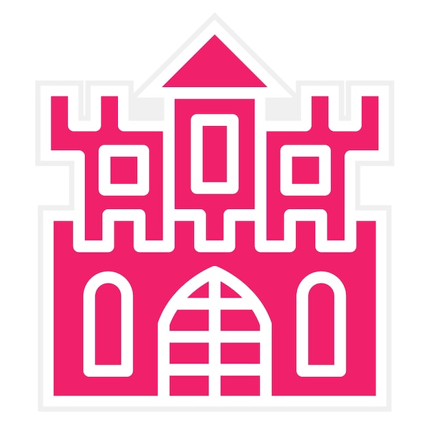 Diseño vectorial del estilo del icono del castillo