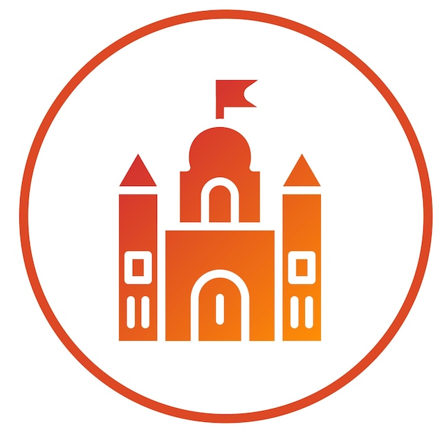 Diseño vectorial del estilo del icono del castillo
