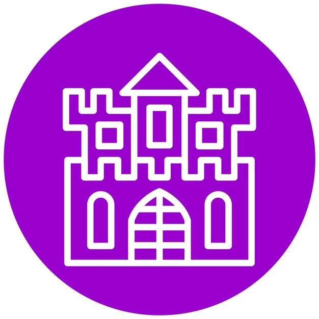 Diseño vectorial del estilo del icono del castillo