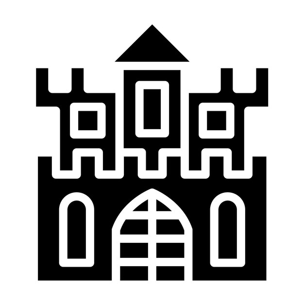 Diseño vectorial del estilo del icono del castillo