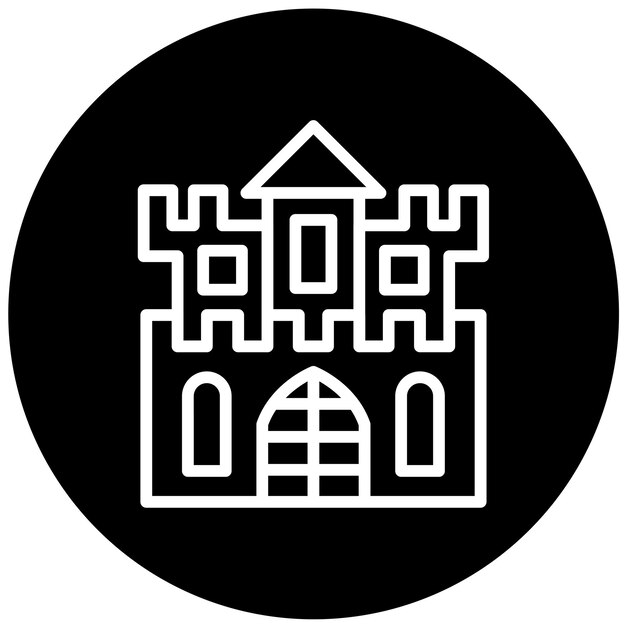 Diseño vectorial del estilo del icono del castillo