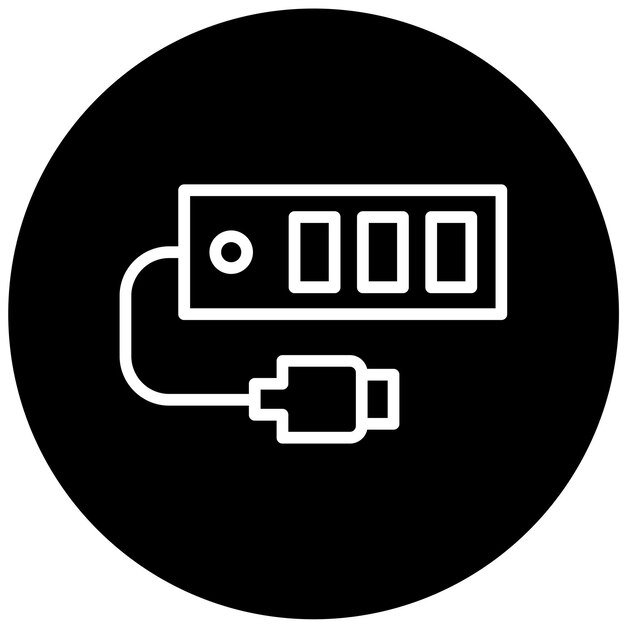Diseño vectorial del estilo del icono del centro USB