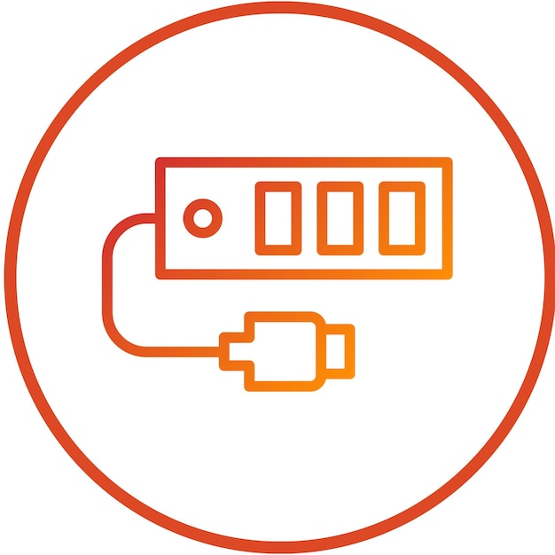 Diseño vectorial del estilo del icono del centro USB
