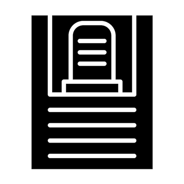 Diseño vectorial Estilo del icono del certificado de defunción
