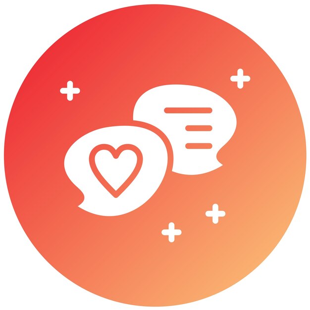 Diseño vectorial del estilo del icono del chat del corazón