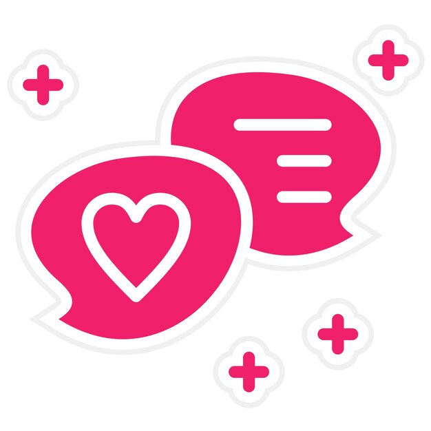 Diseño vectorial del estilo del icono del chat del corazón