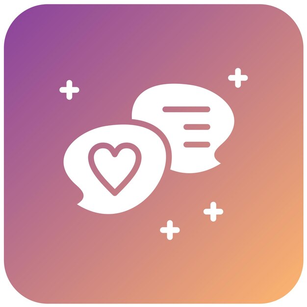 Diseño vectorial del estilo del icono del chat del corazón