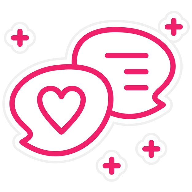 Diseño vectorial del estilo del icono del chat del corazón