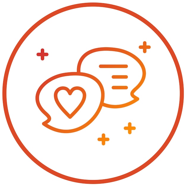Diseño vectorial del estilo del icono del chat del corazón