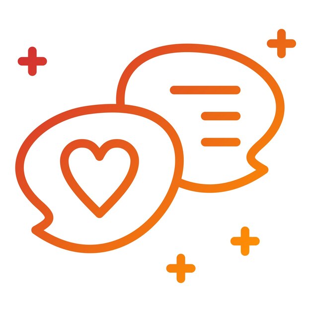 Diseño vectorial del estilo del icono del chat del corazón