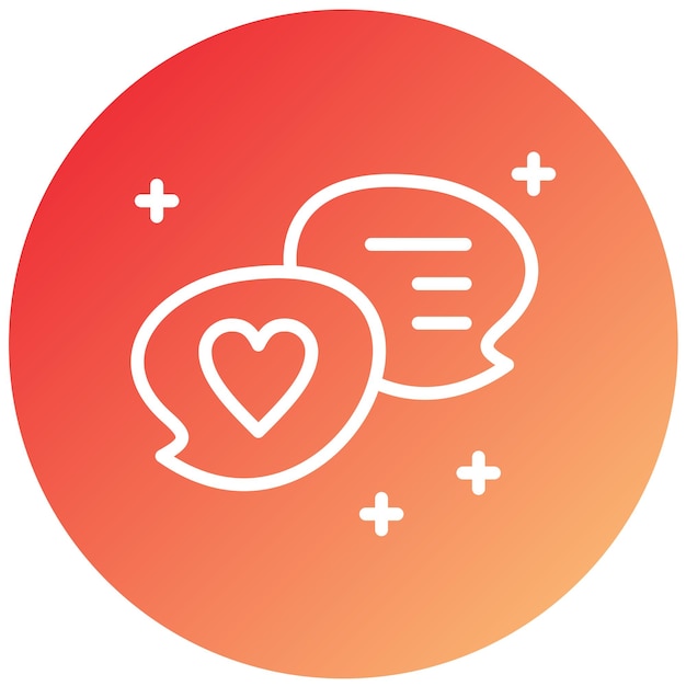 Diseño vectorial del estilo del icono del chat del corazón
