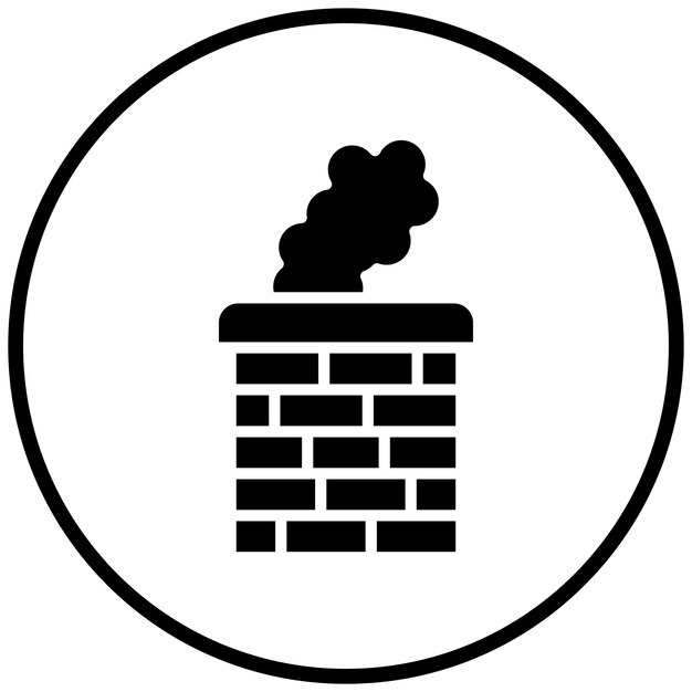 Diseño vectorial del estilo del icono de la chimenea