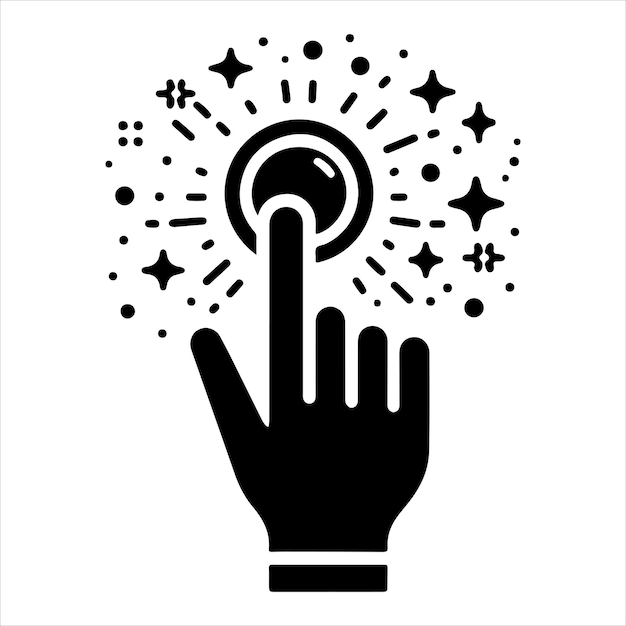 Diseño vectorial Estilo del icono de clic a mano en fondo blanco