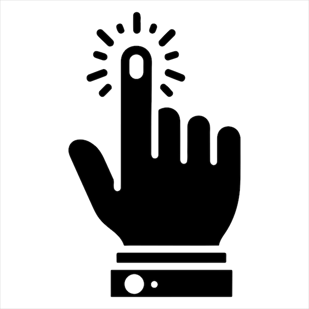 Diseño vectorial Estilo del icono de clic a mano en fondo blanco