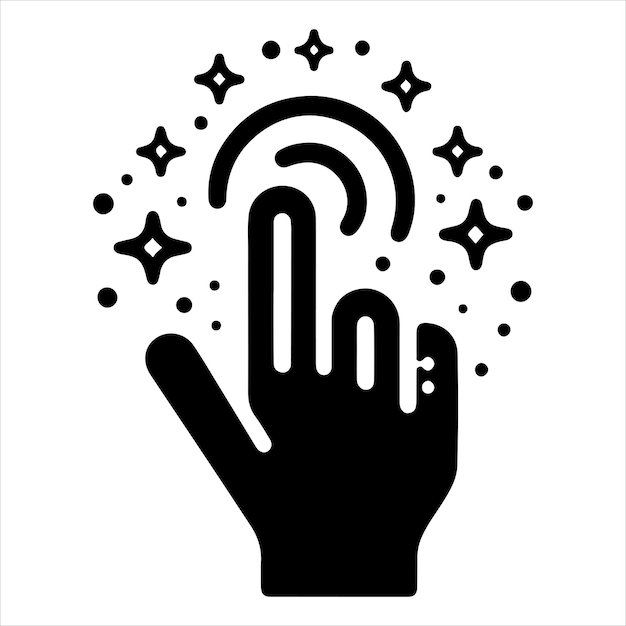 Diseño vectorial Estilo del icono de clic a mano en fondo blanco