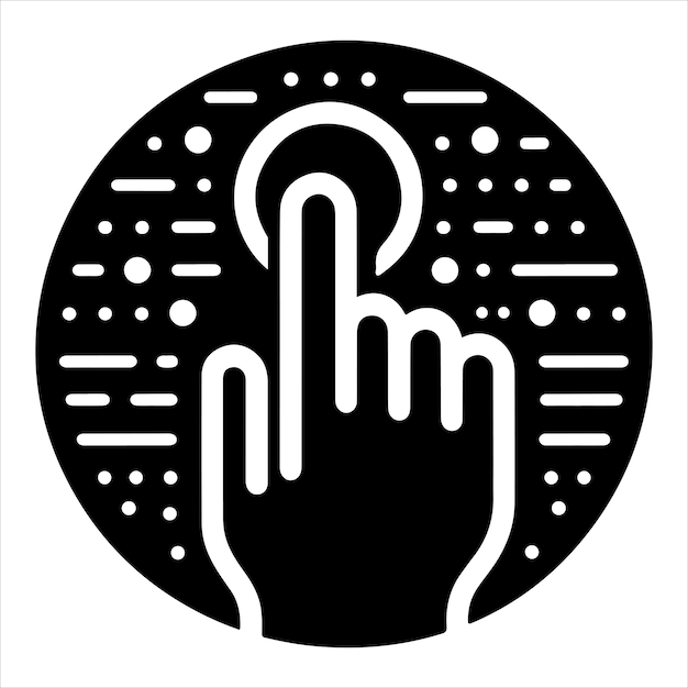 Diseño vectorial Estilo del icono de clic a mano en fondo blanco