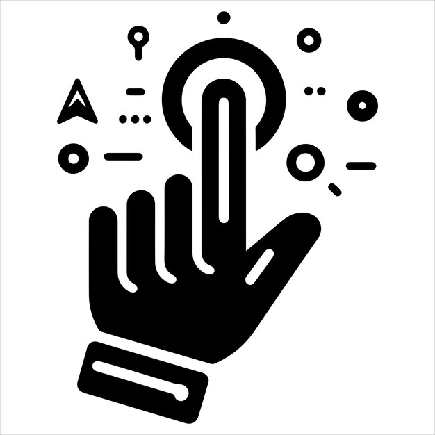 Diseño vectorial Estilo del icono de clic a mano en fondo blanco