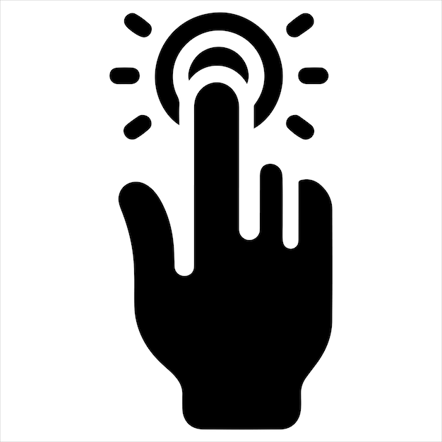 Diseño vectorial Estilo del icono de clic a mano en fondo blanco