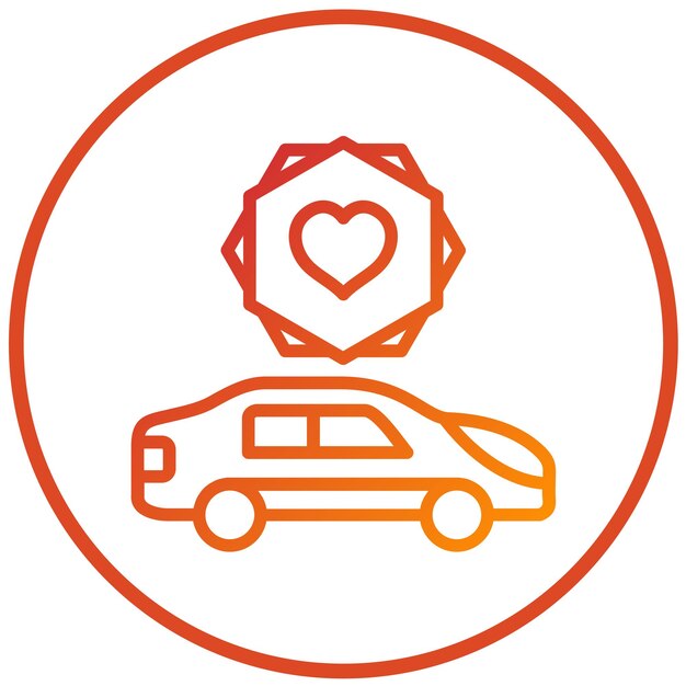 Diseño vectorial Estilo del icono del coche de bodas