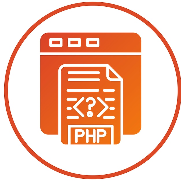 Diseño vectorial Estilo de icono de codificación PHP