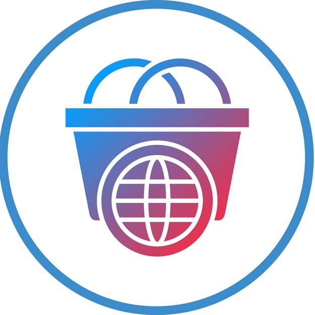 Diseño vectorial estilo de icono de compras en todo el mundo