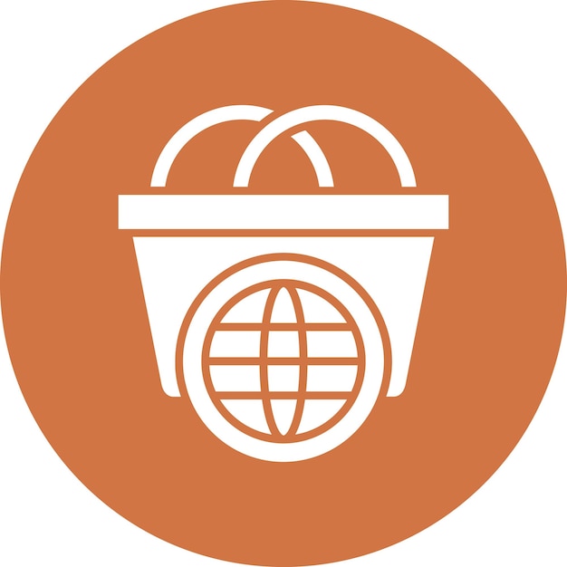 Diseño vectorial estilo de icono de compras en todo el mundo