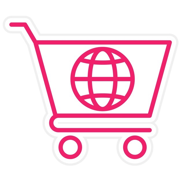 Diseño vectorial estilo de icono de compras en todo el mundo