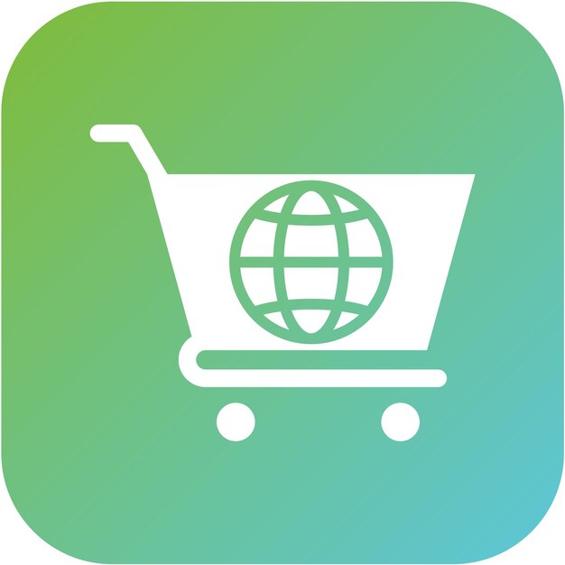 Diseño vectorial estilo de icono de compras en todo el mundo