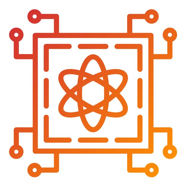 Diseño vectorial Estilo del icono de computación cuántica
