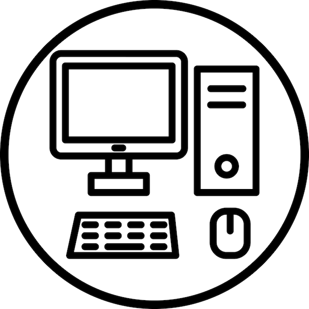 Diseño vectorial del estilo del icono de la computadora de escritorio