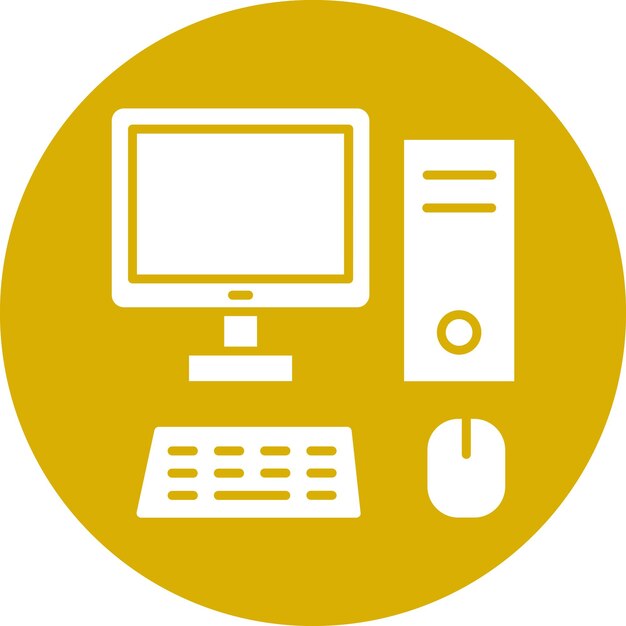 Diseño vectorial del estilo del icono de la computadora de escritorio