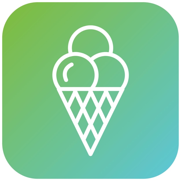 Diseño vectorial del estilo del icono del cono de waffle