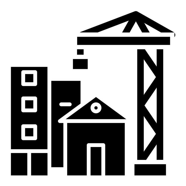 Vector diseño vectorial estilo de icono de construcción de edificios