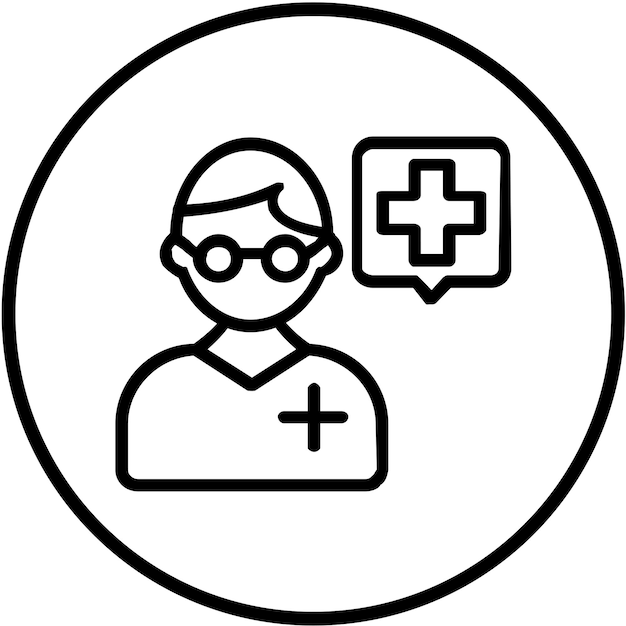 Diseño vectorial Estilo del icono de consulta del farmacéutico