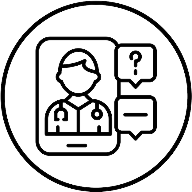 Diseño vectorial Estilo del icono de consulta de telemedicina