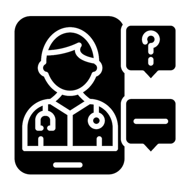 Diseño vectorial Estilo del icono de consulta de telemedicina