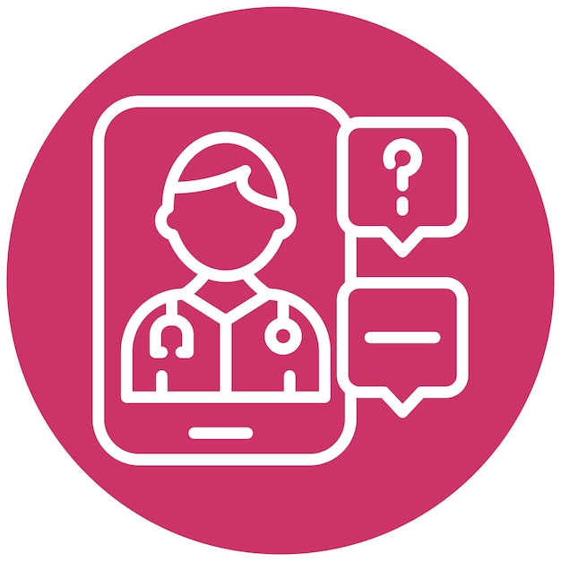 Diseño vectorial Estilo del icono de consulta de telemedicina