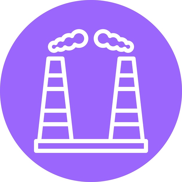 Diseño vectorial del estilo del icono de contaminación de la chimenea