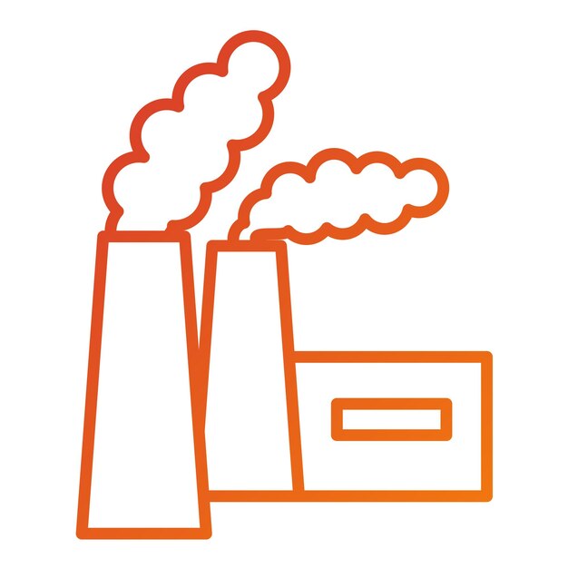Diseño vectorial del estilo del icono de contaminación de la chimenea